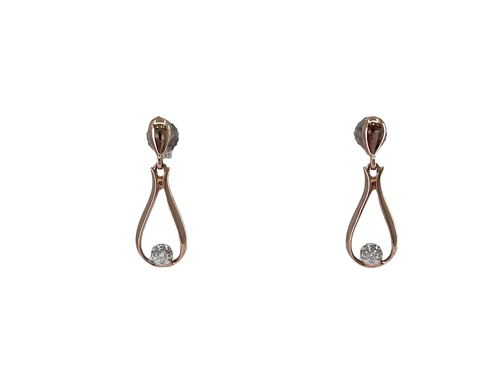 10K Rose Gold 0.06cttw Canadian Diamond Dangle Earrings