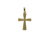 10K Yellow Gold Cubic Zirconia Cross - 25mm x 15mm