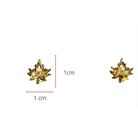 14K Yellow Gold 0.06cttw Diamond Little Leaf Stud Earrings with Butterfly Backs