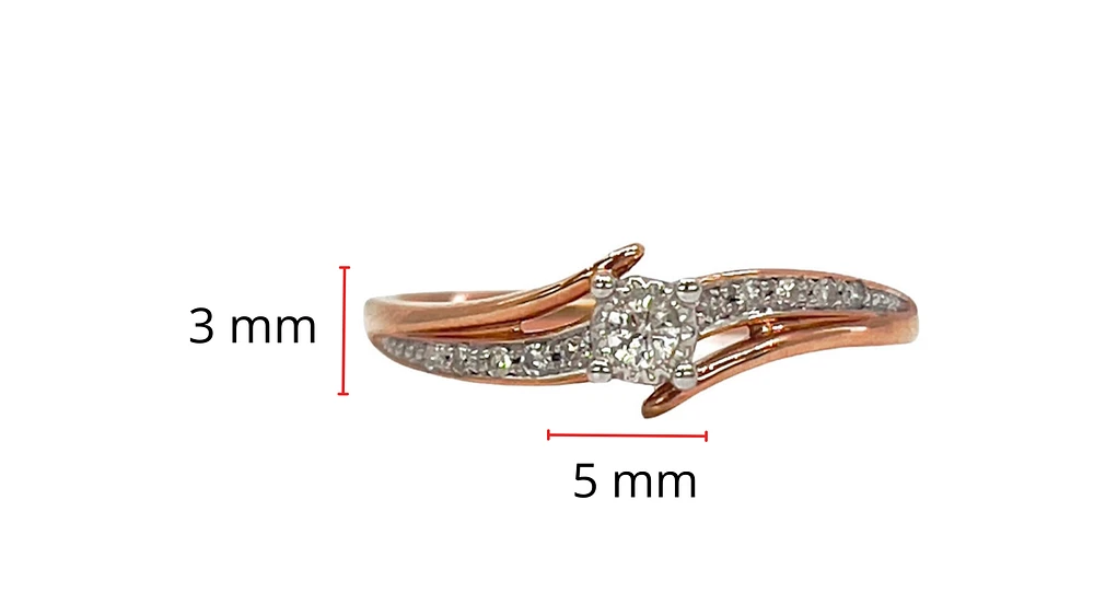 10K Rose Gold 0.10cttw Illusion Setting Diamond Engagement Ring - Size 6.5