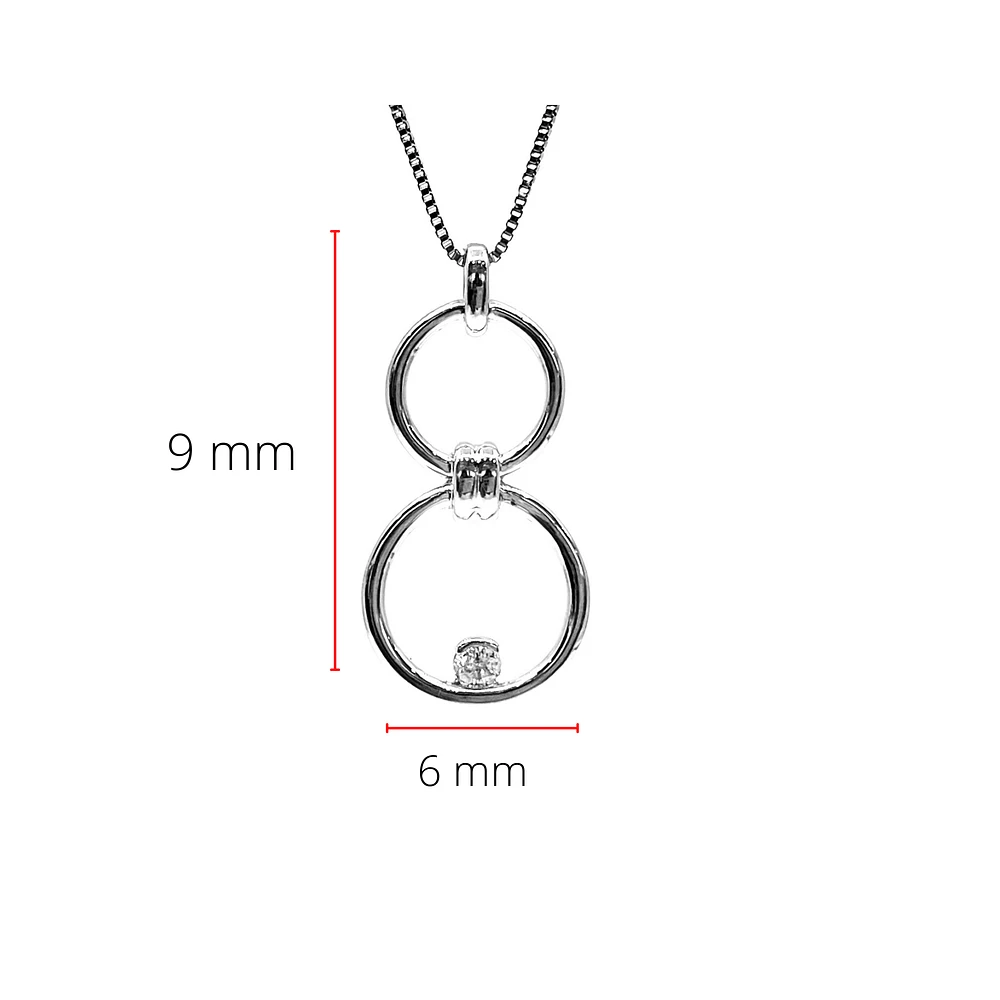 Sterling Silver 0.11cttw Diamond Double Infinity / Circle Necklace, 18"