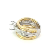14K Yellow and White Gold Round Diamond Mount - Only (No centre diamond) /