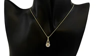 10K Yellow Gold Cultured Pearl and Diamond Necklace, 18"