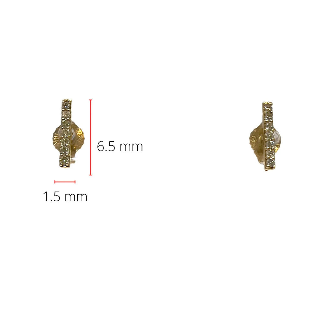 10K Yellow Gold Diamond Bar Earrings 0.072cttw