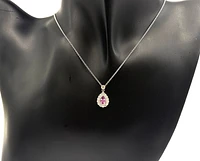 18K White Gold 0.47cttw Pink Sapphire with 0.25cttw Diamond Necklace - 16 Inches