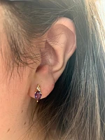 10K Yellow Gold 1.70cttw Created Alexandrite and 0.02cttw Diamond Earrings