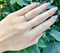 10K White Gold 0.06cttw Genuine Emerald and 0.07cttw Diamond Ring, size 7