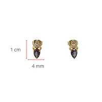 10K Gold 1.0cttw Created Alexandrite and 0.03cttw Diamond Earrings