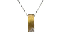 10K Two-Tone Reversible 0.08cttw Diamond Pendant, 18"