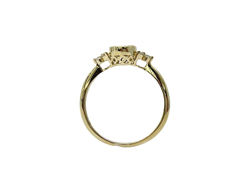 10K Yellow Gold 0.75cttw Genuine Australian Doublet Opal and 0.13cttw Diamond Ring, size 7