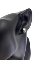 14K White Gold 7mm Tahitian Pearl Stud Earrings with Butterfly Backs