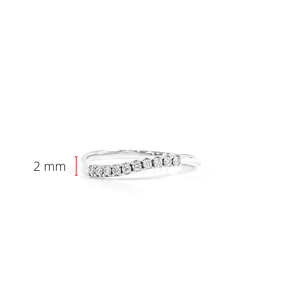 10K White Gold 0.10cttw Round Diamond Ring, 6.5