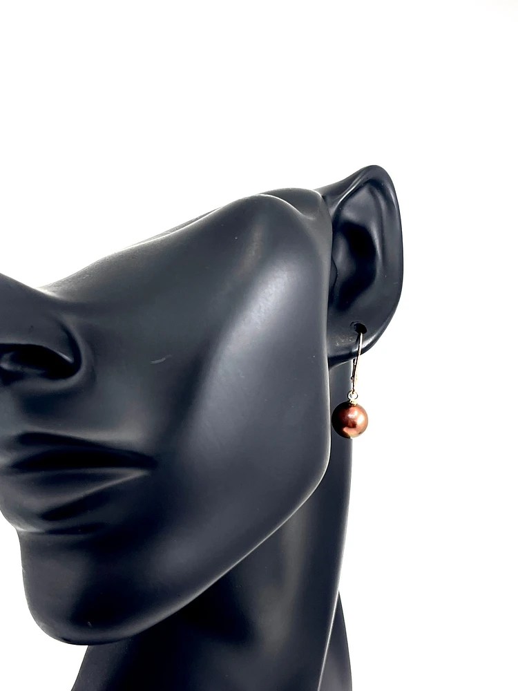 14K Rose Gold South Sea Pearl 9-10mm Earrings