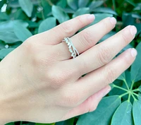 14K White Gold 0.44cttw Baguette and Round Diamond Ring, Size 6.75