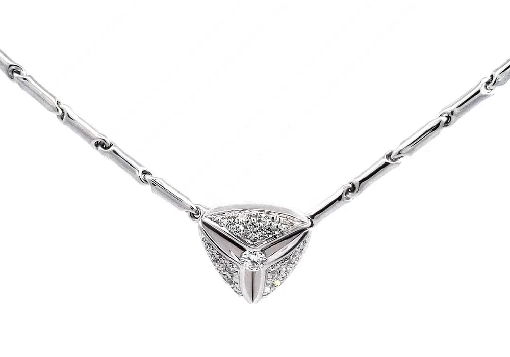 18K White Gold Diamond Pave Necklace, 18"
