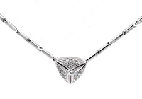 18K White Gold Diamond Pave Necklace, 18"
