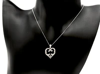 10K White Gold 0.20cttw Diamond Heart Pendant, 18"