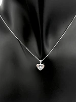 10K White Gold 0.01cttw Round Cut Diamond Pendant, 18"