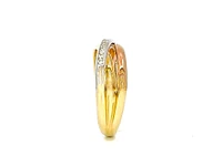 10K Tri - Tone White, Yellow & Rose Gold 0.15cttw Diamond Ring, size 6.5