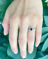 10K White Gold 0.60cttw Genuine Pear Shaped Sapphire and 0.16cttw Diamond Ring