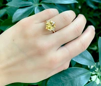 10K Yellow Gold 3.00cttw Genuine Citrine & 0.07cttw Diamond Ring, size 6.5