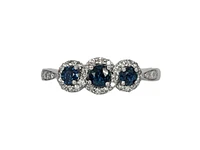 14K White Gold 0.45cttw Sapphire and 0.18cttw Diamond Ring - Size 7