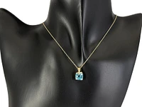 10K Yellow Gold 8mm Swiss Blue Topaz and 0.005cttw Diamond Necklace - 18 Inches