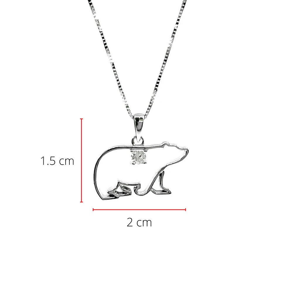 10K White Gold Canadian Diamond 0.083cttw Round Cut Pendant 18"