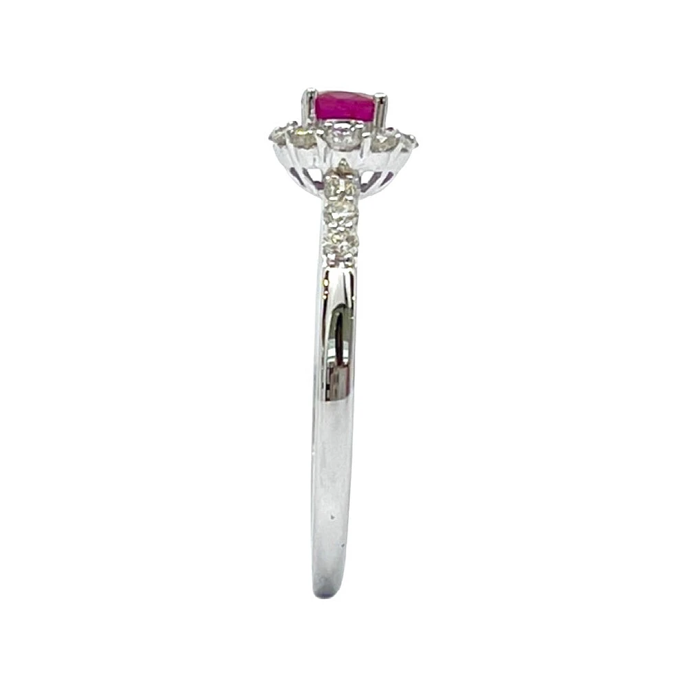 14K White Gold Genuine 0.50cttw Ruby and 0.35cttw Diamond Ring, size 7