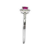 14K White Gold Genuine 0.50cttw Ruby and 0.35cttw Diamond Ring, size 7