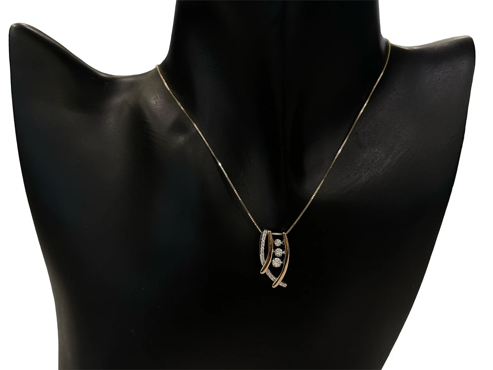 10K Yellow and White Gold 0.33cttw Diamond Pulse Necklace, 18"