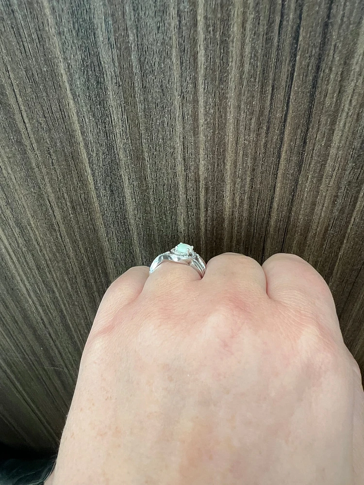 925 Sterling Silver Opal & Diamond Ring - 4.5