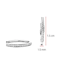 10K White Gold 0.10cttw Diamond Hoop Huggie Hinged Earrings