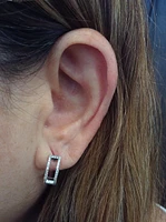 10K White Gold 0.20cttw Hoop Huggie Hinged Diamond Earrings