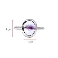 10K White Gold Genuine Cabochon Amethyst  Ring, size 6.5