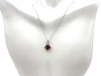 10K White Gold Garnet and Diamond Necklace