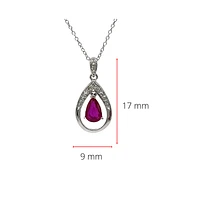 10K White Gold 0.35cttw Ruby and Diamond Necklace, 18"