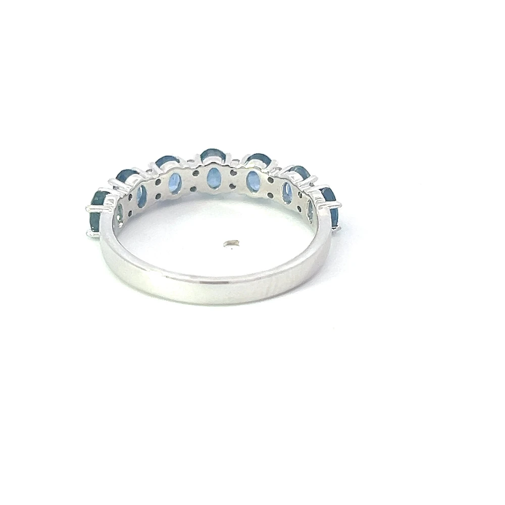 10K White Gold Sapphire & Diamond Ring, size 6.5