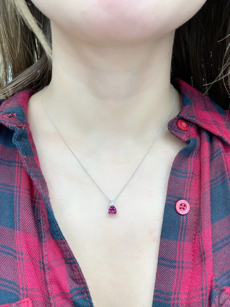 Rhodalite Garnet and Diamond Pendant