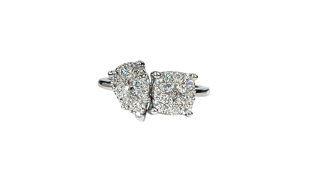 10K White Gold 1.00cttw Diamond Cluster Ring, size 6