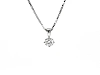 14K White Gold 0.17cttw Round Cut Canadian Diamond Pendant, 18”