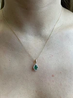 10K Yellow Gold Emerald and Diamond Pendant, 18"