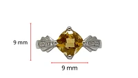 10K White Gold Citrine & Diamond Ring- Size 6.5