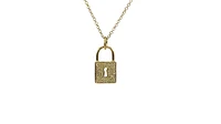 14K Yellow Gold 0.12cttw Diamond Lock Pendant, 18"