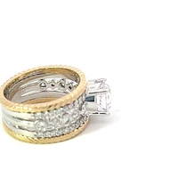 14K White & Yellow Round Brilliant Cut Diamond Ring - Mount Only (No centre diamond) / Gold