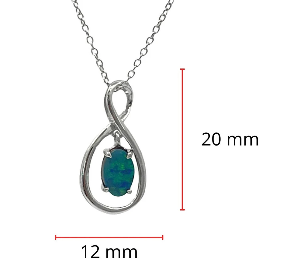 10K White Gold 0.50cttw Australian Opal Doublet Necklace - 18 Inches