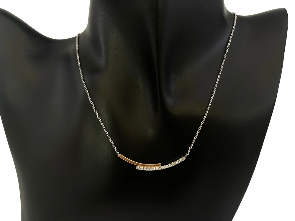 14K White & Rose Gold 0.20cttw Diamond Pendant, 18"