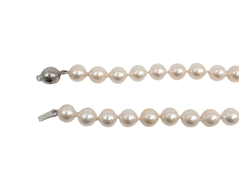 7.5-8.0mm White Cultured Pearl Strand with 14K White Gold Pearl Clasp - 20"