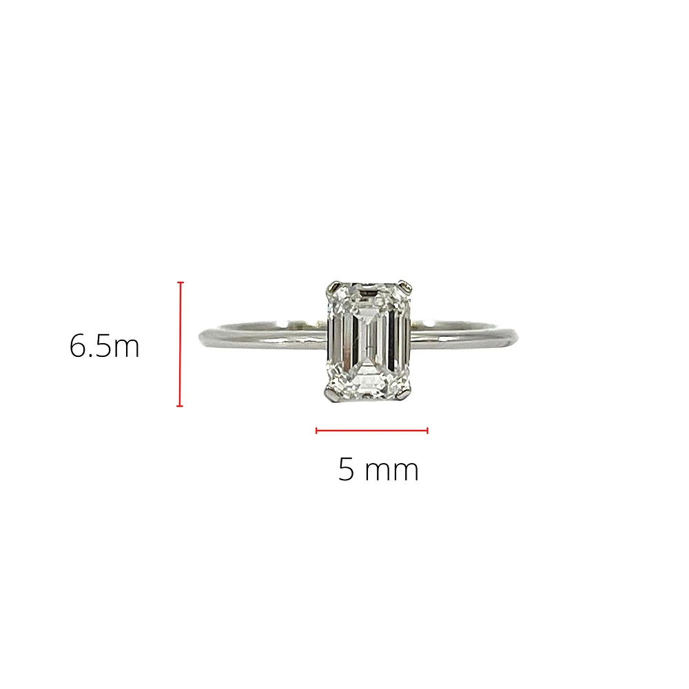 14K Gold 1.00 cttw Lab Grown Diamond Emerald Cut Solitaire Engagement Ring - /
