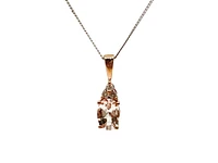 10K Rose Gold 0.40cttw Morganite & 0.03cttw Diamond Pendant, 18"